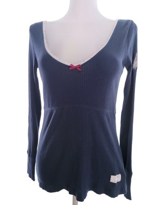 ODD MOLLY Damen Bluse Gr. S Marineblau Bio-Baumwolle 100% Langer Ärmel