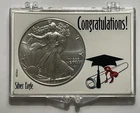 2026 1 oz American Silver Eagle BU In Graduation Cap & Diploma Snap-Lock Holder