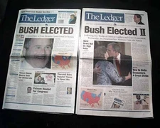 2 Best GEORGE W. BUSH Presidential Election Florida Recount WIN 2000 Newspapers