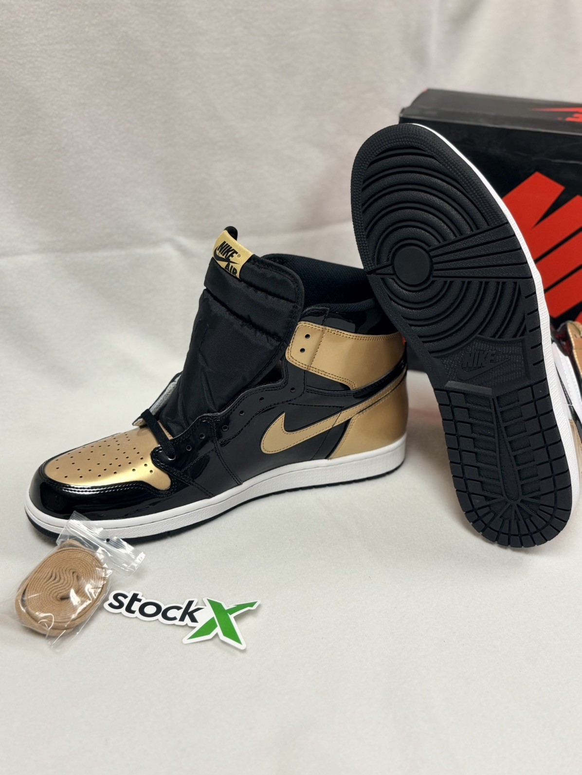 Nike Air Jordan 1 Retro High NRG Gold Toe– Size UK 14 – Brand New, Verified