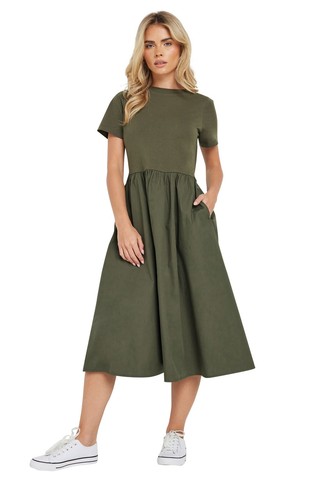 M&Co Petite Women's Short Sleeve Cotton Midi Dress - Picture 6 of 7