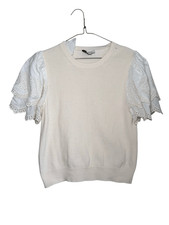 Other Stories knit puff eyelet sleeve top Medium