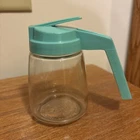 Vintage Federal Housewares 4” Glass Syrup Dispenser w/Turquoise Plastic Top