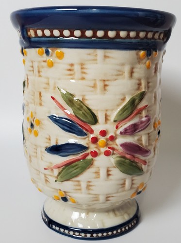 Temptations by Tara Old World Basketweave blu 12 oz. Set 4 tazze con piedini - Foto 5 di 12