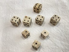 ANTIQUE MINIATURE BOVINE BONE DICE 19th Century VICTORIAN Qty x 8. (G1503)