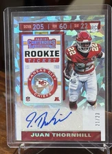 2019 PANINI CONTENDERS JUAN THORNHILL Rookie TICKET AUTO CRACKED ICED /23 CHIEFS