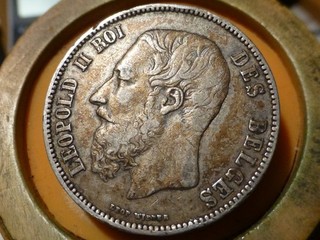 BELGIQUE 5 FRANCS (ARGENT) 1873 RARE & QUALITE TB /TTB ! 24 90gr !