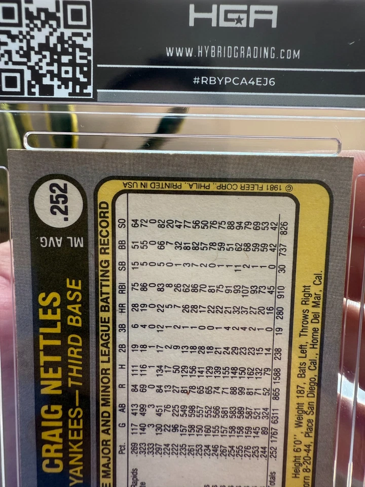 Fleer #87 Graig Nettles 1981 HG 9 como nuevo - centrado - Craig error NY YANKEES P$A Foto 4 de 4