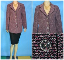 St John Collection Knits Pink Jacket L 12 14 Blazer Multi-color Buttons