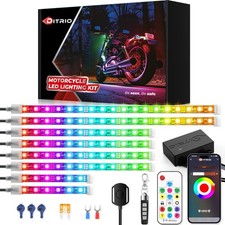 8PCS Motorcycle Led Lights with Brake Turn Signal,Underglow Light Kits with D...