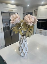 White/Gold Opulent Large Home Reflections Vase With Blush Peonies  Opulent 