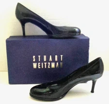 Vintage Stuart Weitzman Shoes Black Patent Leather Pump Heels Size 7.5 N Spain