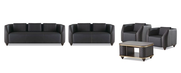 Komplett-Set 3-Sitzer 2-Sitzer Sessel Couchtisch Ledersofas Leder Holz-image