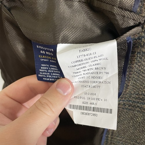 Stafford Sport Coat Mens 48R Brown Multicolor Wool Double Vented Two Buttons - Picture 9 of 10