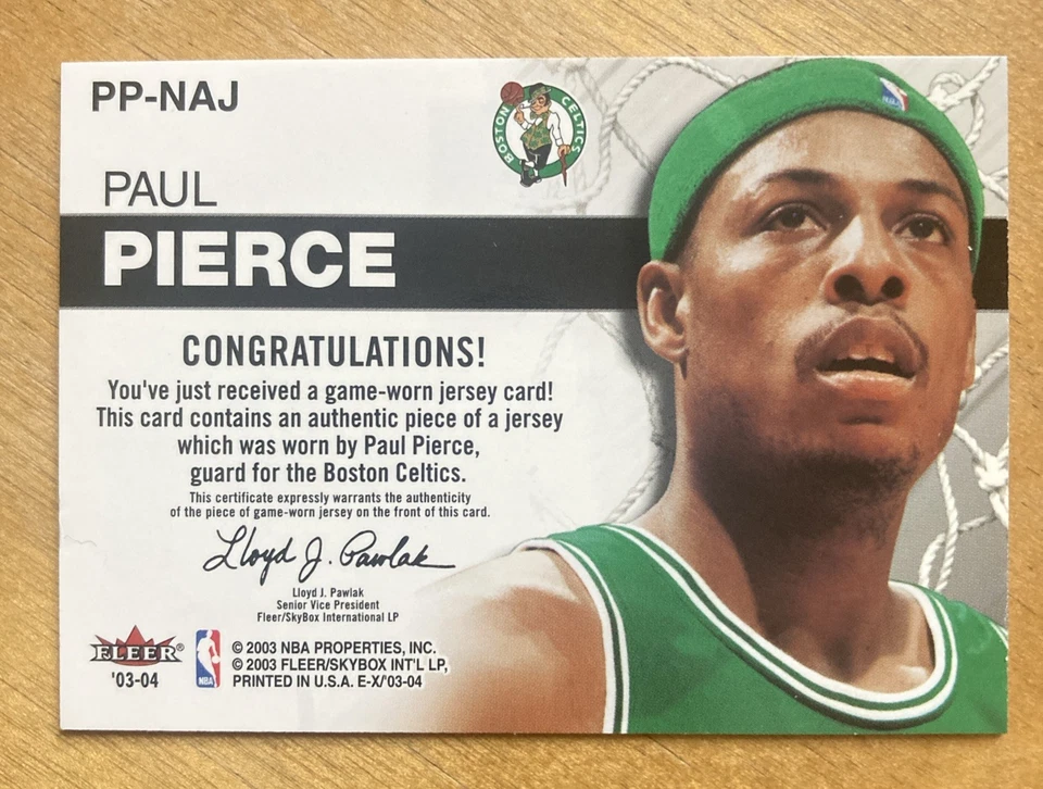 2003-2004 Fleer EX Net Assets Paul Pierce Game Worn Jersey Patch PP-NAJ - Image 3 of 3
