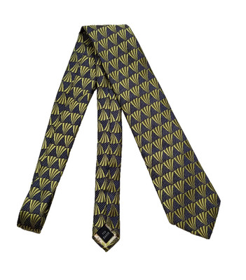 Ted Baker London Men Neck Tie Navy Blue Green Geometric 100% Silk