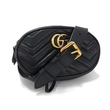 GUCCI GG Marmont marsupio 476484 pelle nera unisex oro hardware