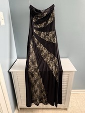 Stiletto’s Black Beige Striped Bodycon Dress Size Large New With Tags