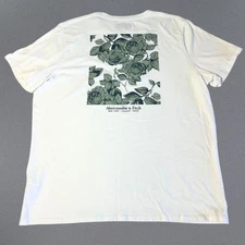 Abercrombie Fitch Shirt Mens 2XL White Soft AF Tee Roses New York London Paris
