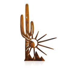 Metal Cactus Wall Decor And Yard Art, Desert Patio Garden 14.8"L x 9.3"W, M