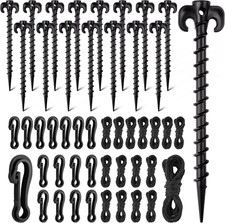 48 Pieces Plastic Inflatable Stakes Set Plastic Tent Stakes with Hooks  Rope...