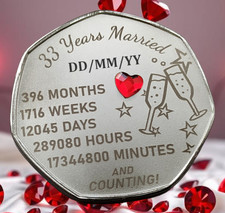 33rd Wedding Anniversary Gift ( PERSONALISED Wedding DATE On Coin ) Wife/Husband