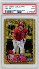 PSA 9 2023 Gilded Collection #27 Mike Trout Mini Diamond Gold Etch /50 Angels