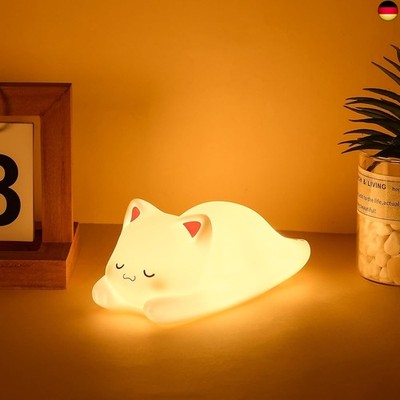 Nachtlicht Kinderzimmer, 7 Farbwechsel LED Tragbare Touch Kitty Lampe für 
