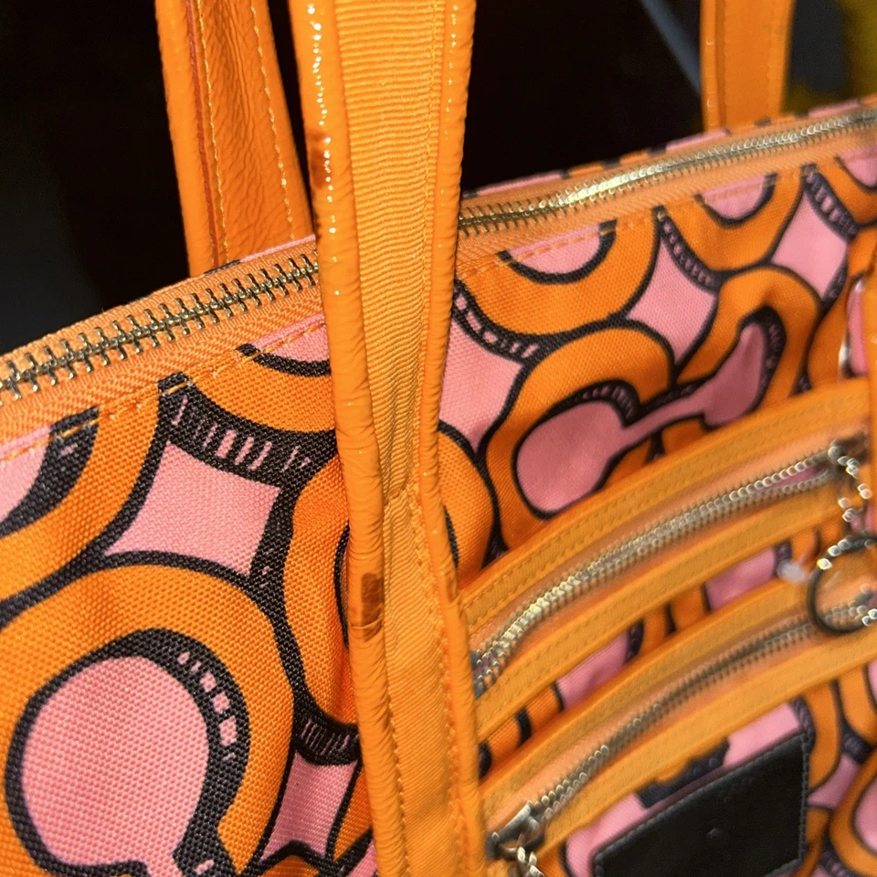 Authentic COACH Pink & Orange C Poppy Tote 14983 - Image 4 of 4