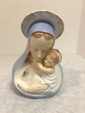 VINTAGE "MADONNA & CHILD HAND PAINTED CERAMIC PLANTER by ARTMARK.. JAPAN...6"