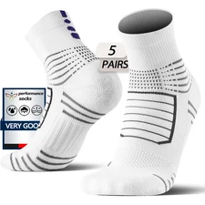Men's 5-Pack Quarter Socks - Elite Basketball Running Athletic Socks Size 9-12 C
