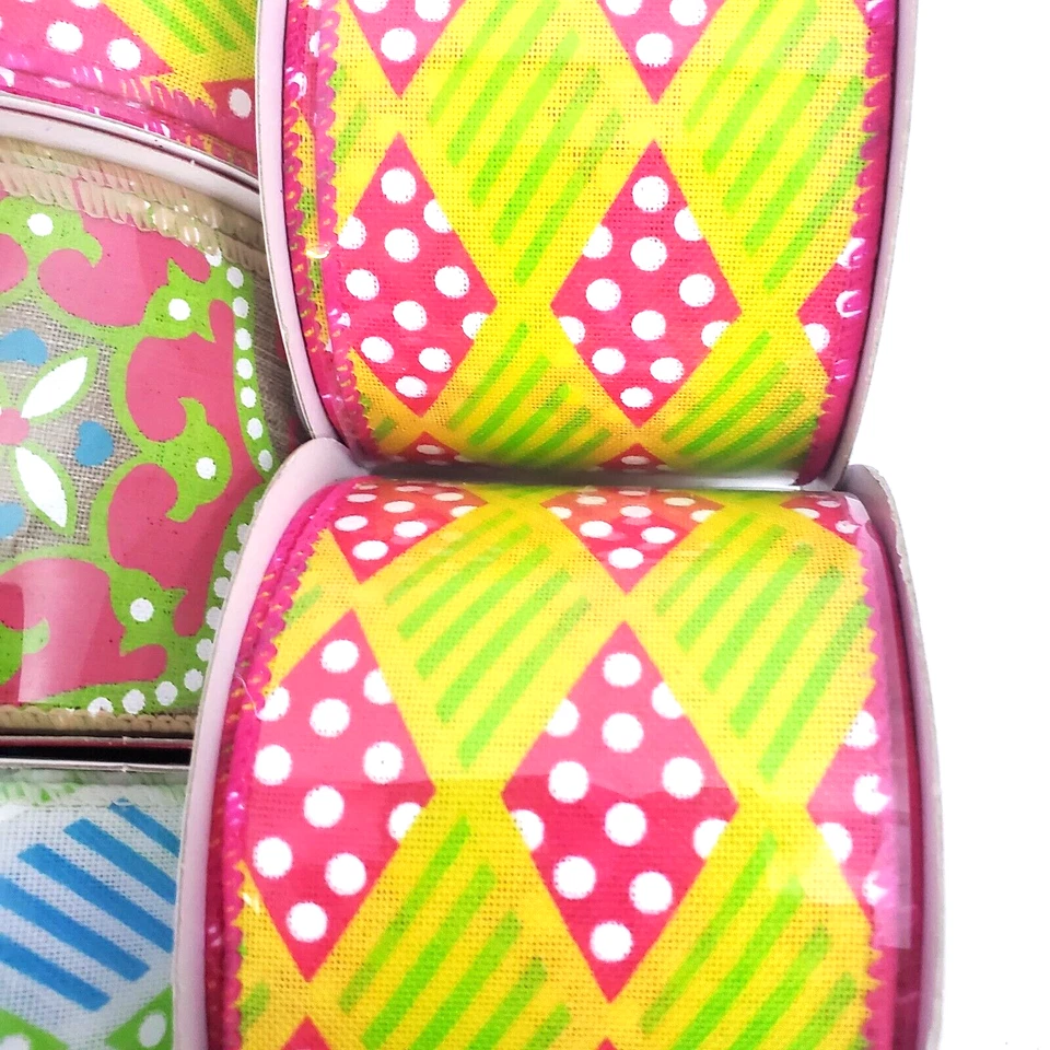 Premium Ribbon Lot 10 Adult's Spring Craft Making/Wreaths Vibrant Wired New - Image 4 of 4