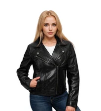 DODICI Women's Moto Genuine Leather Jacket