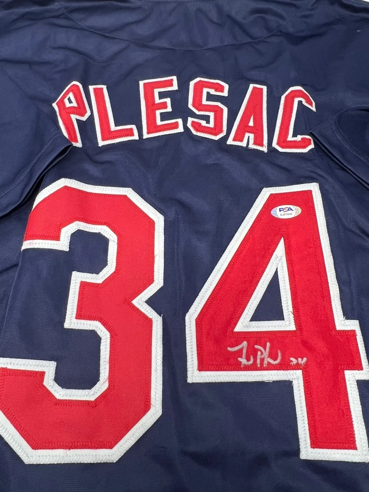 Zach Plesac Hand Signed Autographed Cleveland Guardians Blue Jersey PSA - Image 4 of 4