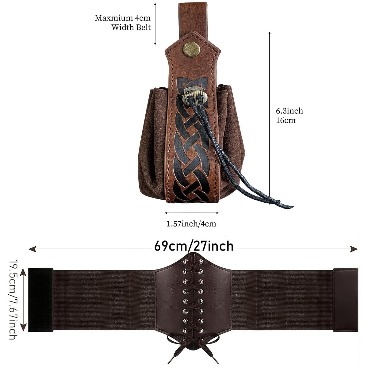 5PCS Corset Renaissance Belt Medieval Pouch Potion Bottle 