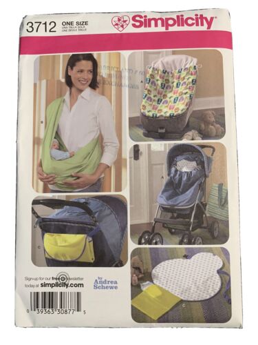 Simplicity 3712 Baby Accessories Sling Stroller Cover Change Pad Sewing Pattern - Picture 1 of 4