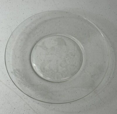 Etched Clear Glass Plate 8'' with Bald Eagle Motiff Decorative Trinket Dish
