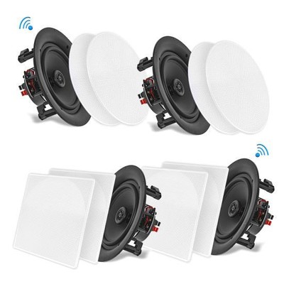 4 Speakers 10 Bluetooth Ceiling Wall Speaker Kit Flush Mount