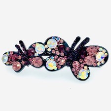 Butterfly Hair Clip Clamp Alligator Pelican Beak use Swarovski Crystal Purple 3