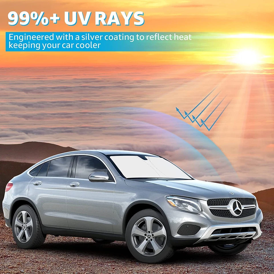 For Mercedes-Benz E200 E250 E300 E350 Car Windshield Sun Shade UV Block Cover - Image 4 of 4