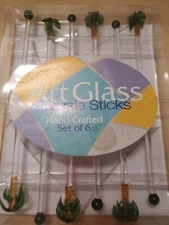 Art Palm Treeee Swizzle Sticks By LSArts Tiki Luau Beach X6