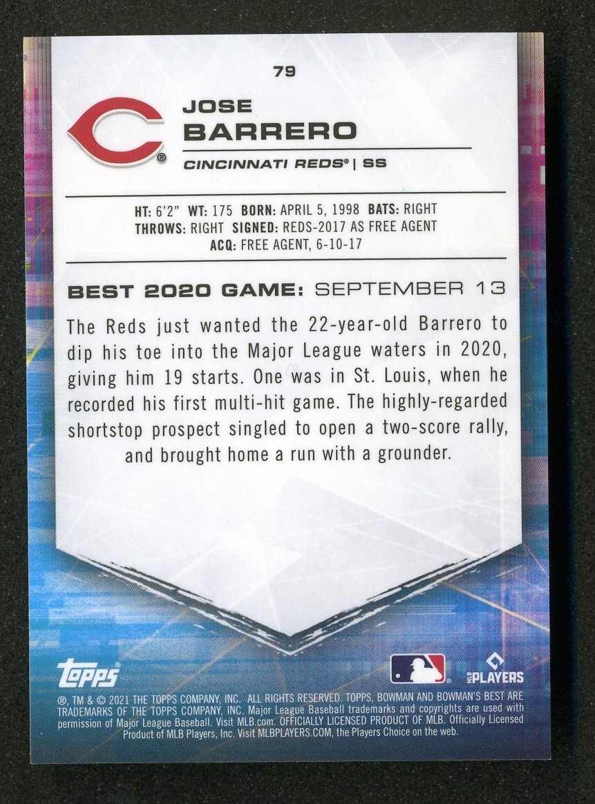 2021 Bowmans Best Jose Barrero 1/1 Gold Vinyl Superfractor
