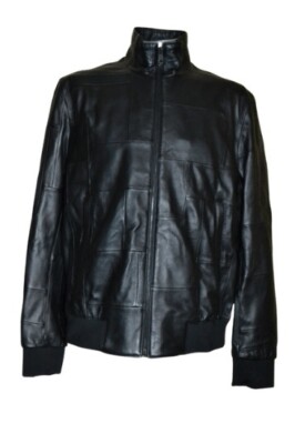 Paul Smith Hauptlinie Herren Schwarzes Leder Patchwork Jacke  L  Brandneu