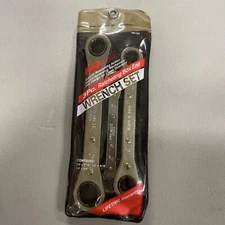 PROMATE 06153 3 PIECE REVERSIBLE RATCHETING BOX END WRENCH SET SAE (NOS)