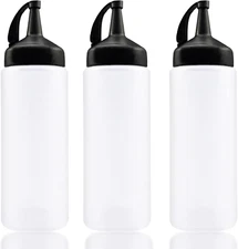 Jutoe 3PACK Plastic Squeeze Bottles,12 Oz Plastic Squeeze Squirt Condiment 