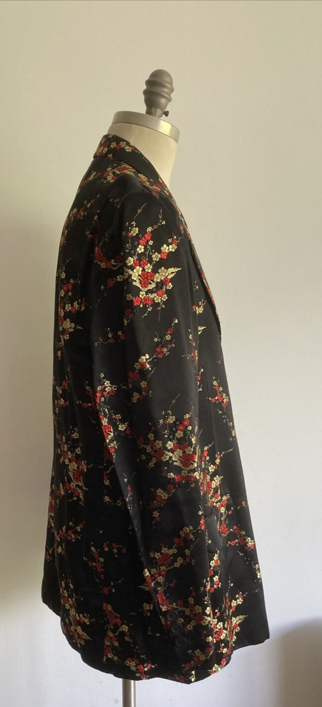 Vintage Black Silk Brocade Double Breasted Chines Jacket, 22" pit to pit approx. 7