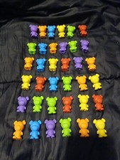 New Teddy Bear Pencil Topper Lot Of 36 Multi-Colored Eraser Pencil Toppers