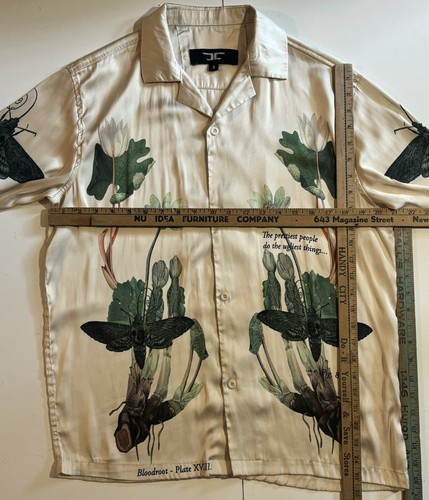 Jordan Craig Bloodroot Death’s-Head Hawkmoth Button Shirt Silk Style Men’s S - Picture 5 of 7