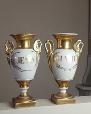 Paris 18th Empire France Porcelain Wedding Vases