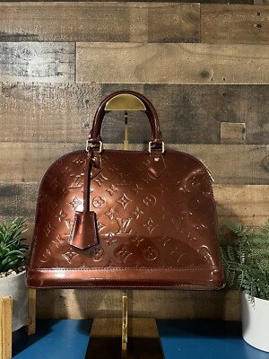 Louis Vuitton Alma PM Burgundy Brown Rouge Vernis Patent Leather LV  Handbag 